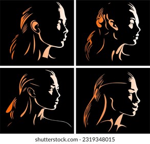 Esta hermosa imagen vectorial de perfil de chica captura la esencia de la gracia y el encanto. Con el cabello lúgubre que corre por sus hombros, ella exuda elegancia y confianza.