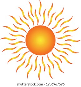 This is a beautiful glowing sun vector image with bright sun rays.