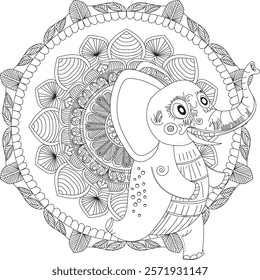 This is a beautiful mandala design with animal.