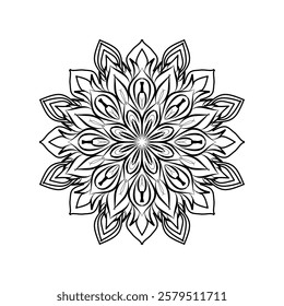 This beautiful mandala design is perfect for coloring enthusiasts and tattoo inspiration. With detailed symmetrical patterns, it offers a relaxing and creative experience. Ideal for meditation