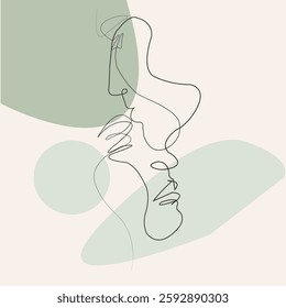 This is a beautiful one-line drawing of two faces, likely symbolizing intimacy, connection, or duality