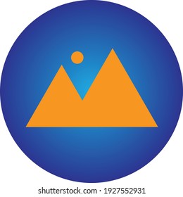 Dies ist ein schönes orangefarbenes Bildsymbol mit blauem Farbverlauf-Kreis.