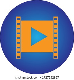 This is a beautiful orange colored video icon with blue colored gradient circle.