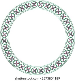 This beautiful Round Border-Green Gradient with Pink Flowers can also be used as a photo frame.