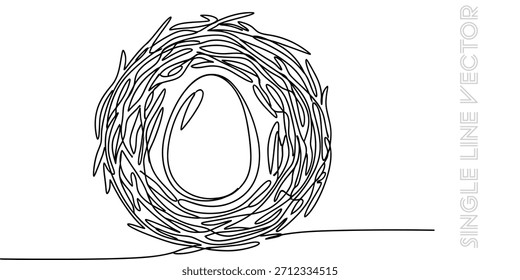 Esta hermosa y sencilla ilustración captura la esencia de un nido de aves y un huevo, perfecto para temas de crecimiento, protección y diseños de primavera