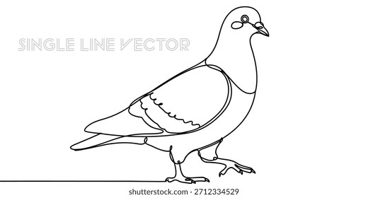 This beautiful single line art illustration captures the grace of a pigeon in motion, offering a clean, contemporary aesthetic for various creative applications and graphic design projects