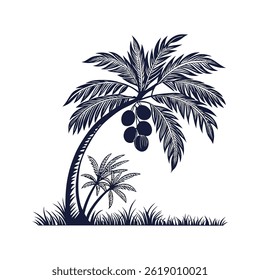 This is a beautiful vector design of a coconut tree.