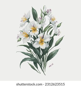 This beautiful vector illustration captures the elegance and charm of Miltonia orchids in a watercolor style. The delicate brushstrokes and vibrant colors bring to life the intricate petals and lush.