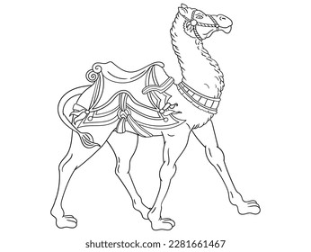 This beautifully designed camel illustration is perfect for coloring book lovers of all ages. With intricate patterns and smooth lines, it's a great way to unwind and spark your imagination.
