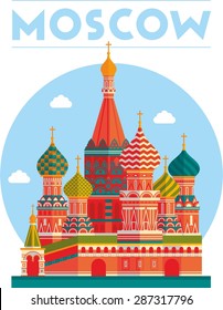 This Is Beautifully Flat Illustration St. Basil's Cathedral In Vector Of Moscow Topic. Perfect Stylish Colorful Moscow Landmark Orthodox Church. 