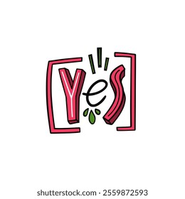 This is a beautifully hand drawn design word Yes sticker. Illustrates a detailed representation of a companys layout and structure