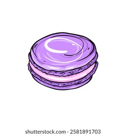 This beautifully vibrant purple macaron illustration is truly perfect for both food and dessert themed projects