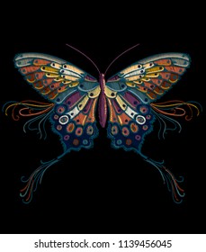This butterfly’s been designed according to the one of the most powerful latest trends hand embroidery as vector.This beautiful butterfly will offer a romantic touch to your unique designs. 