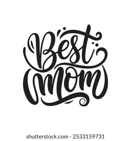 This "Best Mom" silhouette vector design features clean, minimalist typography in a modern style. The elegant cursive text is presented in a sleek, simple format, making it perfect for gifts, cards, o