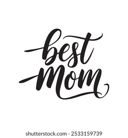 This "Best Mom" silhouette vector design features clean, minimalist typography in a modern style. The elegant cursive text is presented in a sleek, simple format, making it perfect for gifts, cards, o