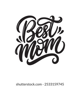 This "Best Mom" silhouette vector design features clean, minimalist typography in a modern style. The elegant cursive text is presented in a sleek, simple format, making it perfect for gifts, cards, o