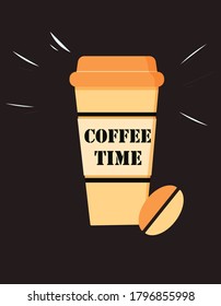 This is a big cup of coffee on a dark background, coffee time, coffee, coffee house.