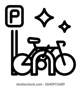 This Bike Parking icon is suitable for Bycycle, Sport, Healthy Lifestyle, etc