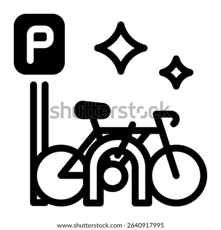 This Bike Parking icon is suitable for Bycycle, Sport, Healthy Lifestyle, etc