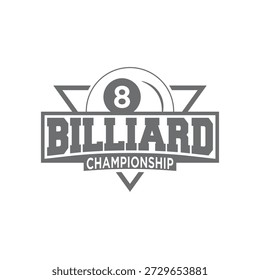 Dieses Billard-Logo-Design sieht klassisch und dennoch modern aus und zeigt das Prestige und den Wettkampfgeist im Billardsport.