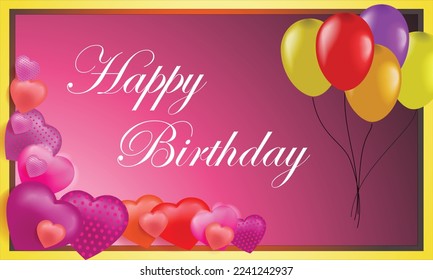 this is a birthday background or card with a very beautiful love ballon motif