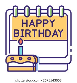 This Birthday Calendar icon is suitable for Birthday, Party, etc.