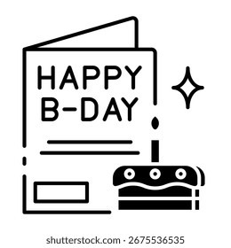 Este ícone do cartão de aniversário é adequado para aniversário, festa, etc.