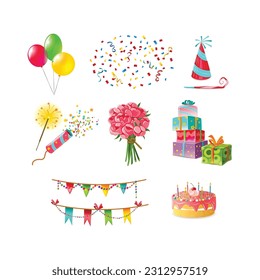 This is a birthday celebrations icon set.