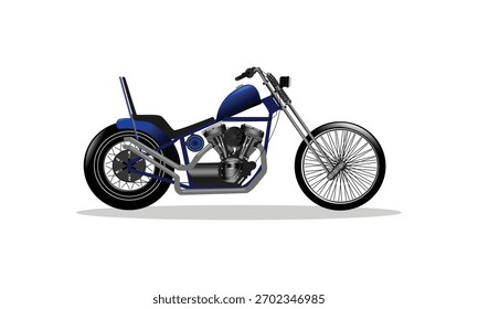 Este diseño de Ilustración vectorial de motocicleta negro y azul tiene un fondo blanco, perfecto para todo el contenido.