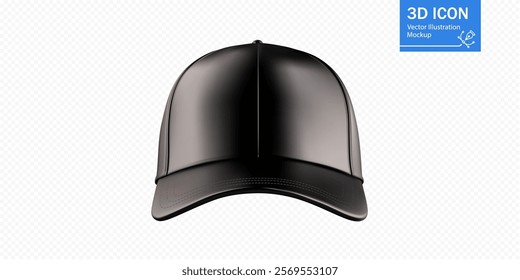 This black cap mockup displays a polished design ideal for showcasing branding ideas or promotional campaigns. The cap features a clean structure, making it versatile for various applications.