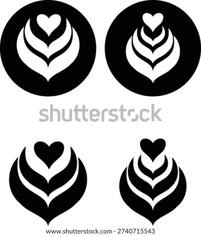 This black coffee latte icon set features a sleek style that emphasizes simplicity and clarity. Designed entirely in solid black, the icon highlights the recognizable shape of a takeaway coffee cup.