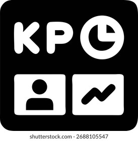 Este icono negro representa indicadores clave de rendimiento, esenciales para la gestión empresarial, el análisis de datos y la planificación estratégica aislados sobre fondo blanco.
