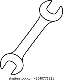 This is a black outline of a double open ended wrench, isolated on a white background.