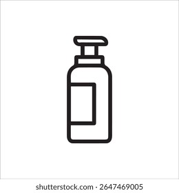 Este é um ícone de contorno preto de um frasco de dosador de bomba, comumente usado para sabão líquido, loção, desinfetante para as mãos ou xampu. Ideal para ilustrações de produtos de higiene, beleza e cuidados pessoais.