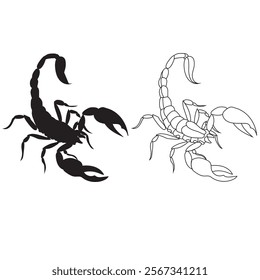 This black scorpion silhouette vector art presents a striking depiction of a scorpion