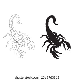 This black scorpion silhouette vector art presents a striking depiction of a scorpion