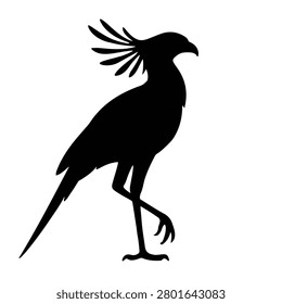 This is a black silhouette of a harpy eagle, a large bird of prey, presented as a vector illustration against