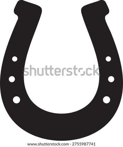 This black silhouette icon features a traditional horseshoe, widely recognized as a symbol of good luck and protection, often associated with horses and rural life.