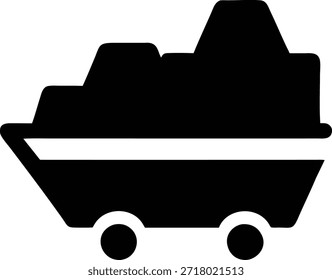Este Vector de silueta negra ilustra un Carrito minero o un vagón lleno de materiales como carbón o mineral, listo para el transporte. Ideal para Sitios web industriales, presentaciones de logística, marca de empresa minera, artículos de extracción de recursos y contenido educativo sobre industria pesada y producción.
