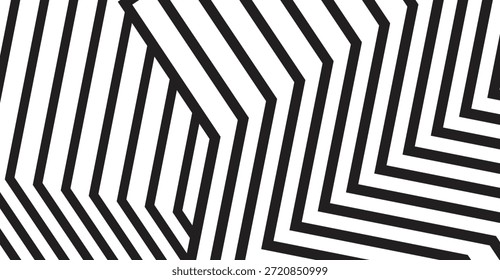 Este patrón geométrico abstracto en blanco y negro presenta líneas audaces y nítidas y Formas angulares que crean una composición dinámica y visualmente llamativa, ideal para los recursos gráficos modernos y