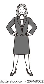 Esta es una ilustración de cuerpo completo en blanco y negro de una mujer de negocios parada en su cabeza. Son datos vectoriales fáciles de editar.