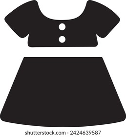 This black and white icon beautifully captures the innocence and charm of childhood with a simple illustration of a little girl dress hanging on a hanger. 