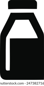 Este es un icono blanco y negro de una botella llena de líquido.