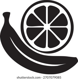 Esta ilustración en blanco y negro presenta un plátano detallado, dibujado con líneas limpias y sombreado suave para enfatizar su forma curva natural y textura de la superficie. El estilo monocromo resalta la f