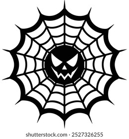 This black and white spider web silhouette vector art illustration adds a spooky yet elegant touch to your designs, perfect for Halloween themes and artistic projects.