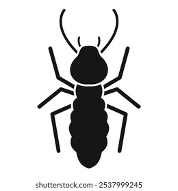 This black and white vector icon of a termite is perfect for illustrating pest control