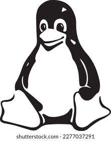 Este es un logo de linux vectorial en blanco y negro, logo de linux plano en blanco y negro, mejor logotipo de linux plano en blanco y negro, icono plano