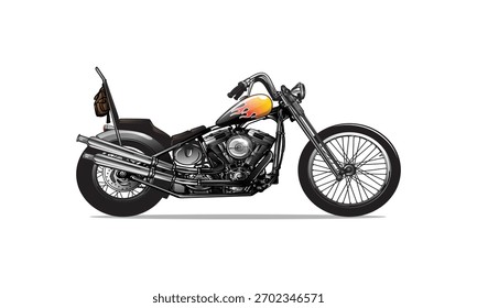 Dieses schwarz-gelbe Motorrad-Vektorgrafik-Design hat einen weißen Hintergrund, perfekt für alle Inhalte.