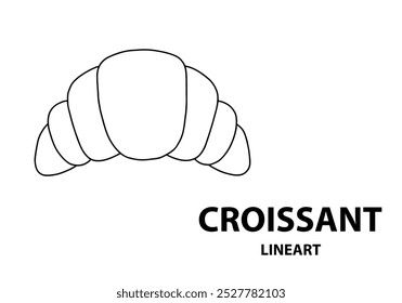 This black-and-white croissant illustration is simple and playful, perfect for kids. The croissant has smooth, bold lines, making it easy to recognize and fun to color. 02