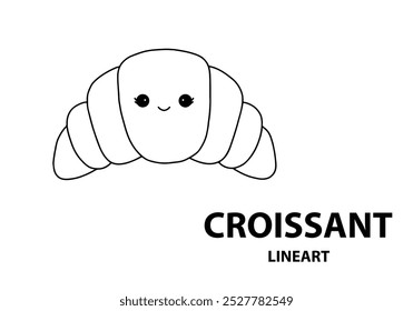 This black-and-white croissant illustration is simple and playful, perfect for kids. The croissant has smooth, bold lines, making it easy to recognize and fun to color. 03